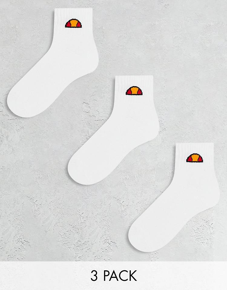 ellesse mid 3 pack socks in white